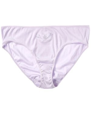 Hanro Floral Embroidered Hi-Cut Brief - Purple