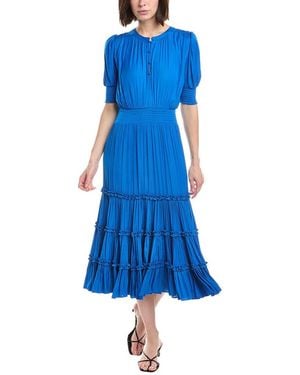 Tahari Two-Tone Graphic Floral Sweaterdress - Blue