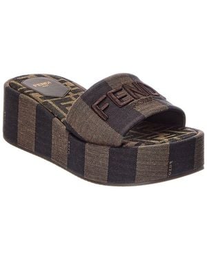 Fendi Sunshine Canvas Platform Sandal - Brown