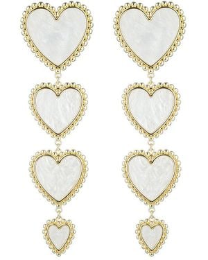Eye Candy LA Heart Linear Drop Earrings - White
