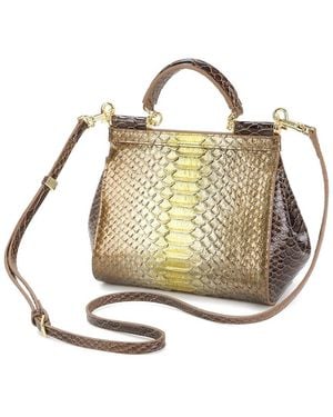 Tiffany & Fred Paris Python-Embossed Leather Satchel - Metallic