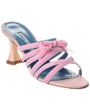 Manolo Blahnik Clementel 80 Velvet Sandal - Blue