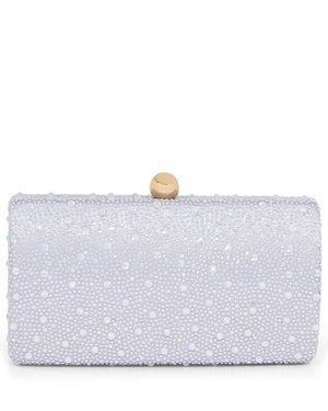 Badgley Mischka Heather Satin Clutch - Grey
