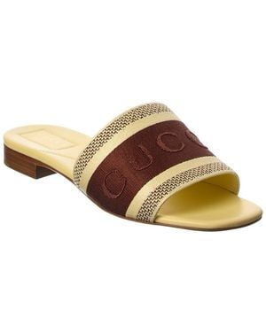 Gucci Web Canvas & Leather Sandal - Brown