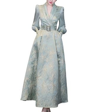 BURRYCO Printed Long Sleeve Maxi Dress - Blue