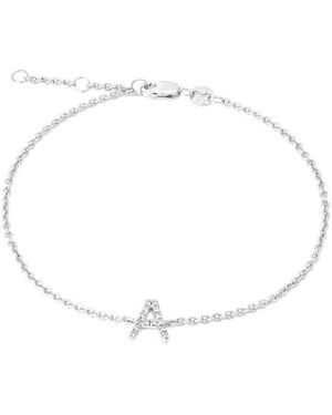 Jane Basch Silver 0.05 Ct. Tw. Diamond Initial Bracelet - White