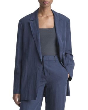 Vince Relaxed Textured Wool-Blend Blazer - Blue