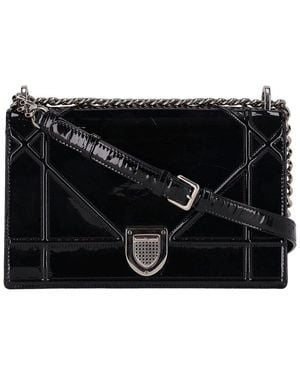 Dior Christian Patent Cannage Ama Medium Shoulder Bag (Authentic Pre- Loved) - Black