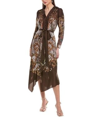 Marchesa Marchesa Rosa Twill Midi Dress - Brown
