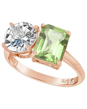 Suzy Levian Rose Gold Over Silver 5.00 Ct. Tw. Gemstone Toi Et Moi Ring - Metallic