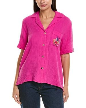 Johnny Was Desire Gauze Camp Shirt - Pink