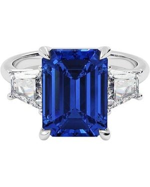 VOWE 14K 6.00 Ct. Tw. Lab-Grown Diamond & Lab-Grown Sapphire Ring - Blue