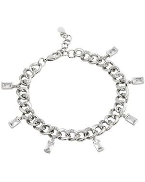 Savvy Cie Plated Cz Curb- Drop Bracelet - Metallic