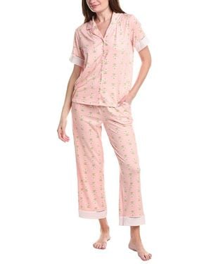 Vera Bradley 2Pc Notch Collar Top & Pant Pajama Set - Pink