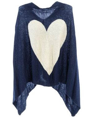 Saachi Heart Wool & Cashmere-Blend Poncho - Blue