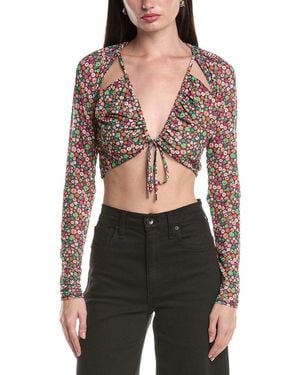 AFRM Charmin Tie Front Detail Mesh Top - Black