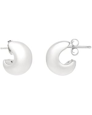 Italian Silver Mini Puffed Earrings - White