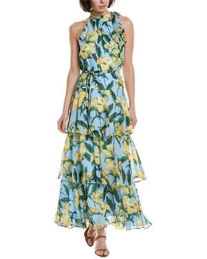 Julia Jordan Printed Chiffon Maxi Dress - Green