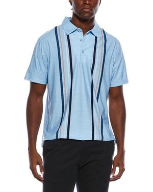 Ben Sherman Checkerboard Vertical Stripe Tech Polo Shirt - Blue