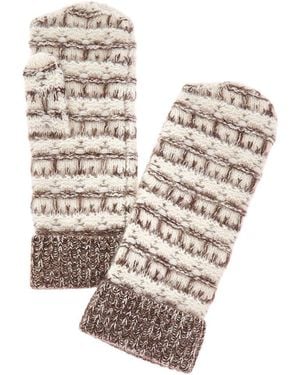 Amicale Cashmere Luxe Stitch Cashmere Mittens - Natural