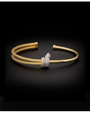 Italian Gold Over Silver 18k Italian Gold Vermeil 0.15 Ct. Tw. Diamond Bracelet - Black