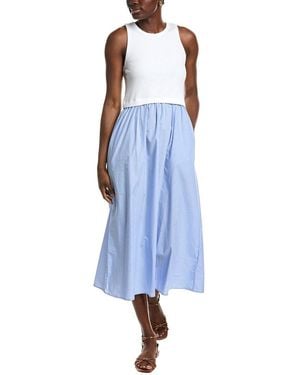 Ellen Tracy Mixed Media Midi Dress - Blue