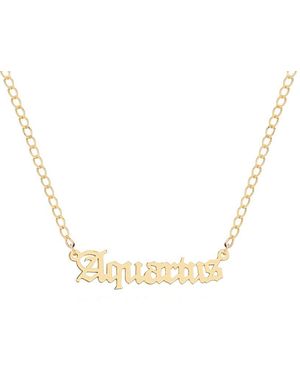 Gabi Rielle Next-level Layering 14k Over Silver Gothic Script Aquarius Necklace - Metallic