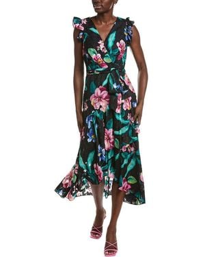 Anne Klein Ruffle Patio Wrap Dress - Green