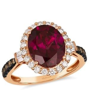 Le Vian Semi Precious 14K Rose 4.51 Ct. Tw. Diamond & Rhodolite Ring - Red