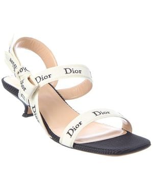 Dior J A 38 Cotton & Leather Sandal - White