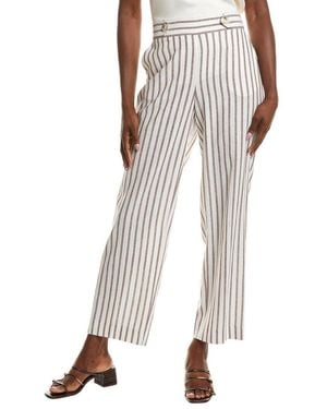 Anne Klein High Rise Linen-Blend Wide Leg Pant - White