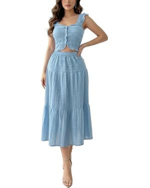 Tedora 2Pc Top & Skirt Set - Blue