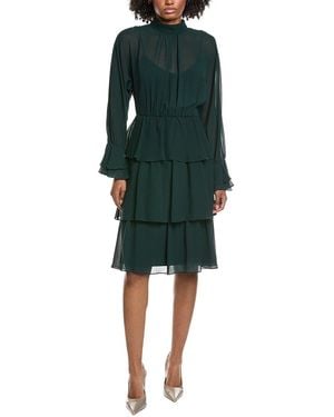 Mikael Aghal Solid Midi Dress - Green