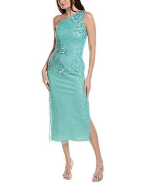 Adrianna Papell Sleeveless One Shoulder Midi Dress - Blue