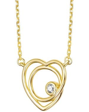 Rachel Glauber 14K Plated Cz Heart Shaped Necklace - Metallic
