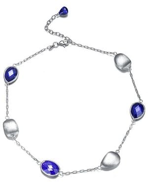 Genevive Jewelry Silver Cz Necklace - Blue