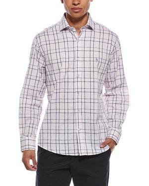 Tailorbyrd Yarn Dyed Large Check Linen-Blend Shirt - White