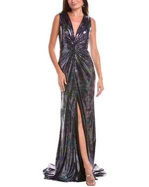 Rene Ruiz Twisted Front Sequin Gown - Purple