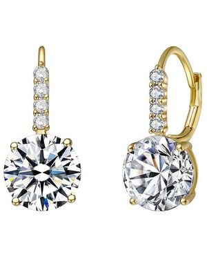 Rachel Glauber 14k Plated Cz Drop Earrings - Metallic