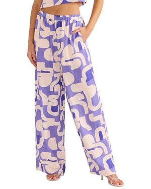 MINKPINK Iris Linen-Blend Wide Leg Pant - Blue