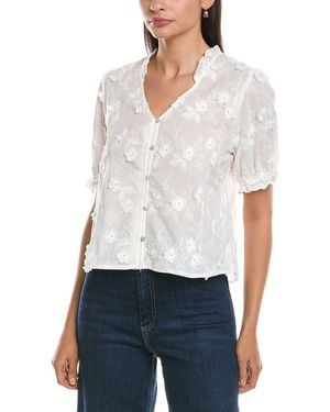 Nanette Lepore Embroidered Floral Applique Blouse - White
