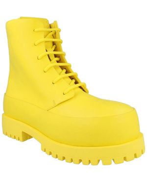 Ferragamo Fede Leather Combat Boot - Yellow