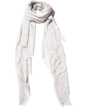 Blue Pacific Vintage Icon Musical Notes Cashmere-Blend Scarf - White