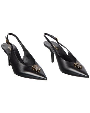 Burberry Monogram Motif Leather Slingback Pump (authentic Pre-loved) - Black