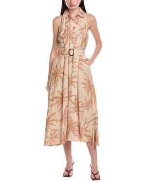 Maison Tara Printed Stone Sleeveless Midi Dress - Natural