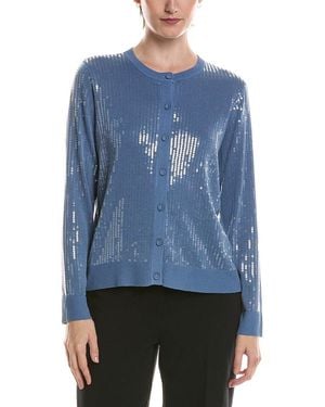 Anne Klein Sequin Cardigan - Blue