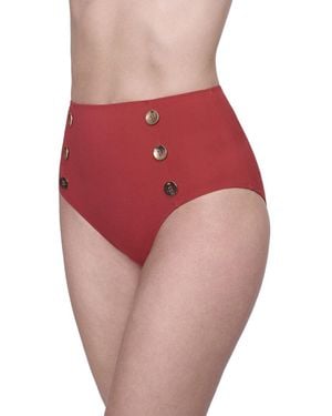 Gottex High Waist Bikini Bottom - Red