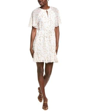 Cece Raglan Fluted Hem Mini Skater Dress - White