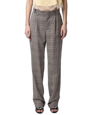 Zadig & Voltaire Pura Check Wool Pant - Grey