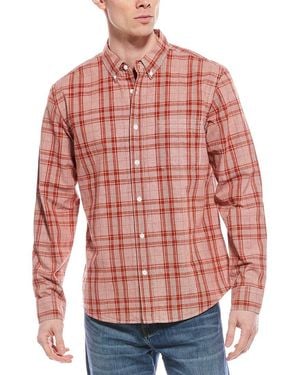 Billy Reid Box Plaid Tuscumbia Linen-Blend Shirt - Red